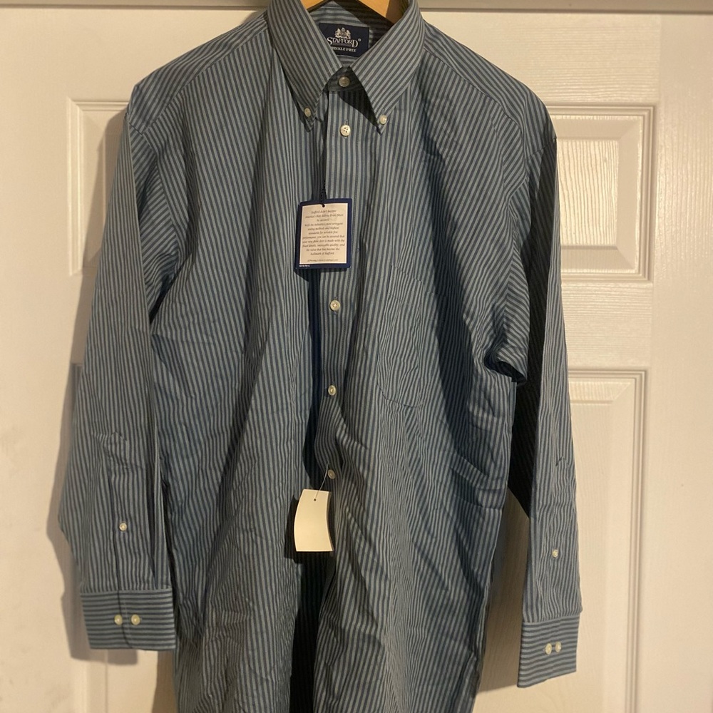 NWT Stafford Mens Striped Dress Shirt